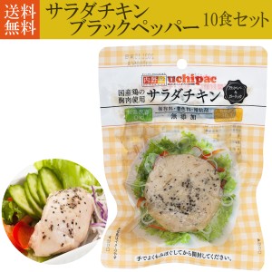 サラダチキン 無添加 10食セット ブラックペッパー＆ガーリック味 非常食に 国産鶏の胸肉使用 無添加サラダチキン uchipac