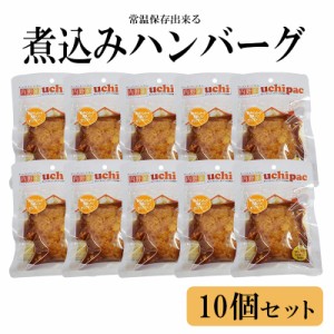 【訳あり特価!!賞味期限2024.9末まで】煮込みハンバーグ×10食セット 無添加 内野家 uchipac 常温保存 お弁当のおかず 非常食 お惣菜 保