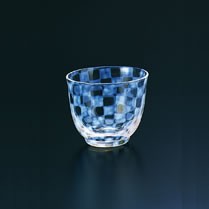 廣田硝子 大正浪漫硝子 冷茶 市松 Φ72×H60mm 140ml 送料無料 冷茶グラス ガラス 工芸品 日本製 食器