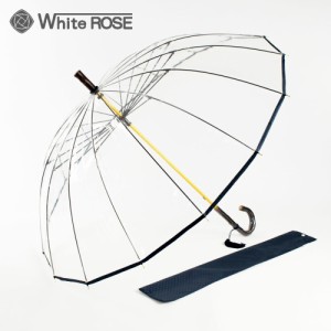 ホワイトローズ WHITE ROSE 十六夜桜 紺 いざよいざくら 送料無料 女性用 レディース雨傘 16本骨 ビニール傘 ネイビー