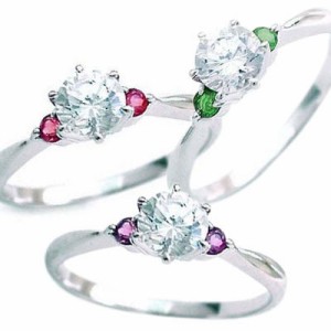 選べる誕生石 プラチナ ダイヤモンドリング 婚約指輪・エンゲージリング 