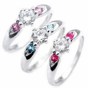 選べる誕生石 プラチナ ダイヤモンドリング 婚約指輪・エンゲージリング 