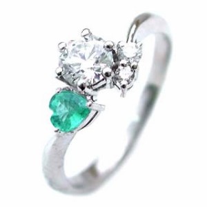 婚約指輪 エンゲージリング リング 5月誕生石 エメラルド プラチナ ダイヤモンドリング ハートシェイプ ラッピング無料