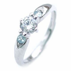 婚約指輪 ダイヤモンド エンゲージリング3月誕生石 アクアマリン 