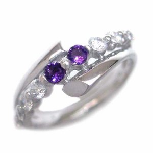 スイート エタニティ ダイヤモンド 10 個 2月誕生石 プラチナ アメジスト・ダイヤモンドリング 結婚 10周年記念