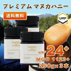 プレミアム マヌカハニー UMF 24+ 250g 3本セット ※実数値25.2 (MGO 1123+) 分析証明書付 ニュージーランド産  蜂蜜 UMF協会認定 無添加