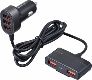 F322 5ポート USB マルチチャージャー | DCプラグ 3ポート 2ポート 5つ 変換 充電器 12V 24V 1.5m USBポート USB Type-A  2つ 3つ 増設 T