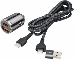 D615 DC-USB プラグA+C | シガーソケット 充電器 TYPEC タイプC USB Type-C ケーブル 充電 Android スマホ iPad 電子タバコ Switch アン