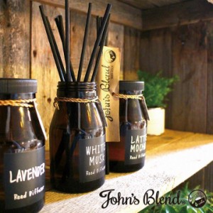 リード ディフューザー JohnsBlend 140ml ホワイトムスク | 芳香剤 車 部屋 置き型 人気