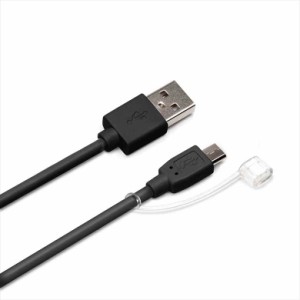 急速充電対応microUSBコネクタケーブル 2Aブラック 取り寄せ商品