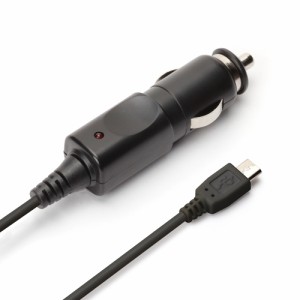 microUSBコネクタ搭載 車載用DC充電器 出力 2A ケーブル長1.5ｍ ブラック/ホワイト | 車載充電器 車載 充電器