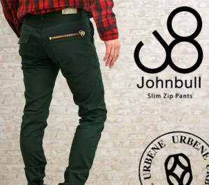 ジョンブル メンズ スリムパンツ Johnbull トリコチンストレッチ ジップ テーパード カラーパンツ 11929 送料無料 MENS ボトムス ロング