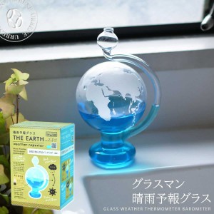 【 TOY LABO トイラボ 】ジ・アース ウェザーリポーター 地球 晴雨予報グラス カラー 青色着色液付き GLASS WEATHER REPORTER インテリア