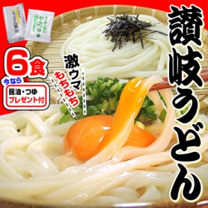 送料無料 6食 讃岐うどん ドーンと 6食 便利な個包装 300g×2袋 600g 純生  お試し 醤油・つゆ プレゼント 激ウマ 最安値 挑戦 ◆