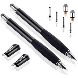 （第2世代）スタイラスペン iPhone iPad タッチペン Android スマホ 用 導電繊維（2in1） (ブラック/ブラック) 送料無料
