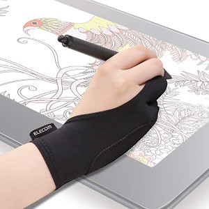 エレコム 2本指グローブ 手袋 Sサイズ 誤動作防止機能付 液タブ/板タブ/ペンタブ/iPad/スタイラスペン/Apple Pencilの使用に最適...