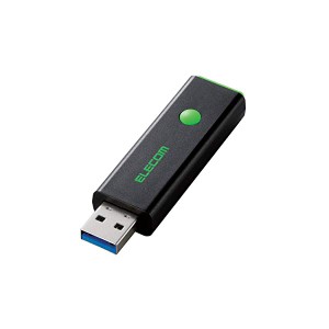 USBメモリ USB3.0対応 Windows10対応 Mac対応 暗号化セキュリティソフト付 ノック式 64GB グリーン MF-PSU364GGN ...エレコム