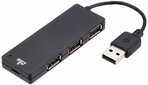 USB2.0 microUSB ハブ 4ポート バスパワーmicroSD用カードリーダ付 ブラック U2H-SMC4BBK ...エレコム