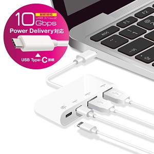 USBハブ USB Type c USB3.1Gen2 Aメス2ポート TypeC メス 2ポート バスパワー【PD対応】MacBook iPad Surface GO Pro 7 Chromebook等 対