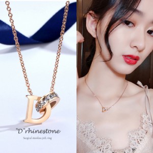 サージカルステンレスネックレス 『Dデザイン Rhinestone』 316L ステンレス製 華奢ネックレス プリンセスネックレス　チョーカー　ペン