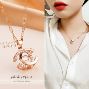 【送料無料】サージカルステンレスネックレス 『TYPE-C Eternity pendant』 316L ステンレス製 華奢ネックレス プリンセスネックレス　チ