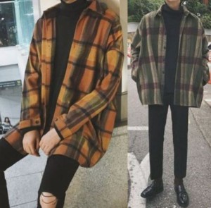 メンズ トップス シャツ オーバーサイズ チェック柄 ドロップ