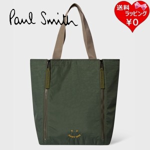 ポールスミス Paul Smith トートバッグ PSハッピーフェイス ナイロン カーキ 