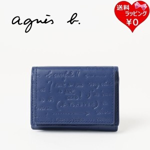 アニエスベー agnes b 折財布 財布 3つ折り ウォレット ブルー  