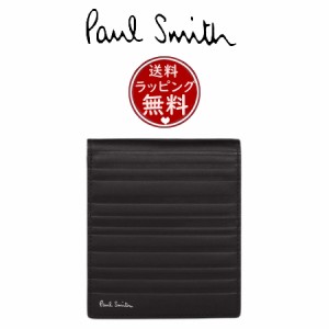 ポール・スミス Paul Smith 財布 シャドーストライプ レザー 2つ折り財布 ユニセックス ブラック 