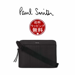 ポール・スミス Paul Smith ショルダーバッグ シャドーストライプ レザー 2WAY クラッチ ユニセックス ブラック 