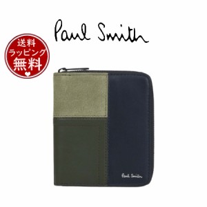 ポール・スミス Paul Smith 財布 オフセットチェック ラウンドジップ 2つ折り財布 ユニセックス ネイビー 