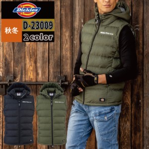 防寒着 秋冬用 Dickies ディッキーズ D-23009 ワッシャーファイバーダウンフーディーベスト S〜XXL