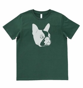 動物　生き物　フレンチブルドッグ　Tシャツ　モスグリーン