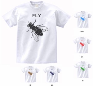 デザインTシャツ　おもしろ　FLY　蝿　ハエ　Tシャツ　白