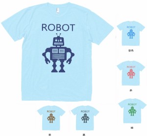 デザインTシャツ　おもしろ　ROBOT　Tシャツ　水色