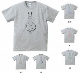 デザインTシャツ　おもしろ　アルパカ　Tシャツ　グレー