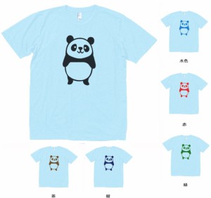 おもしろ　Tシャツ　生き物　動物　かわいいパンダ　水色