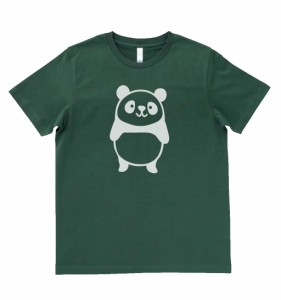 デザインTシャツ　おもしろ　生き物　動物　かわいいパンダ　モスグリーン