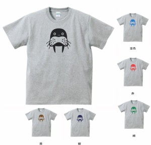 おもしろ　Tシャツ　動物　生き物　セイウチ　グレー