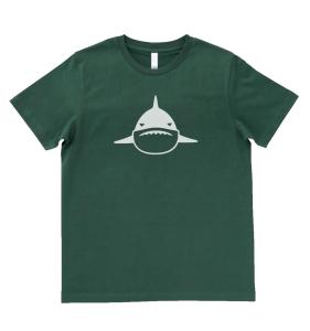 デザインTシャツ おもしろ 動物 生き物 シャーク モスグリーン MLサイズ