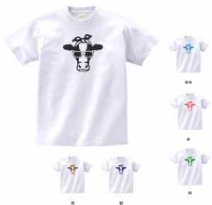 動物　生き物 Tシャツ　おもしろ　おしゃれなCOWガール　Tシャツ　白