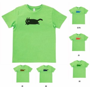 動物　生き物 Tシャツ　おもしろ　ネコ　Tシャツ　ライトグリーン