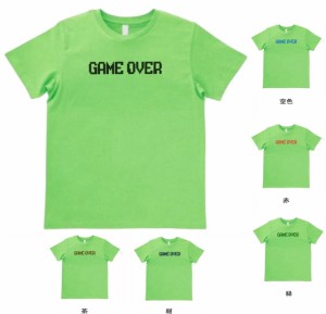 文字　Tシャツ　GAME OVER　ライトグリーン