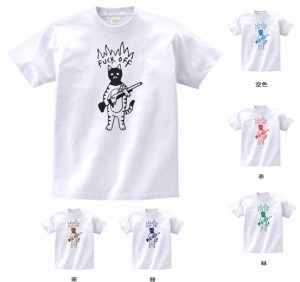 デザインTシャツ　おもしろ　ネコのギャング　白