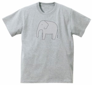 ゾウ　おもしろデザイン　Tシャツ　グレー