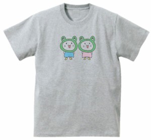 カエルの着ぐるみを着たネコ　おもしろデザイン　Tシャツ　グレー