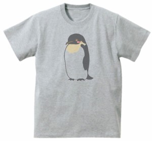 ペンギン　おもしろデザイン　Tシャツ　グレー