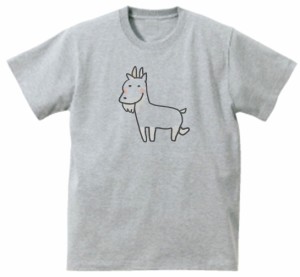 ヤギ　おもしろデザイン　Tシャツ　グレー