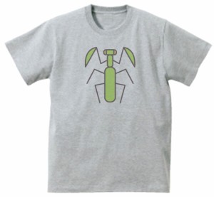 カマキリ　おもしろデザイン　Tシャツ　グレー