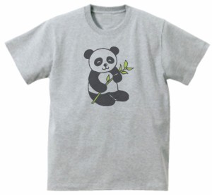 パンダ　おもしろデザイン　Tシャツ　グレー